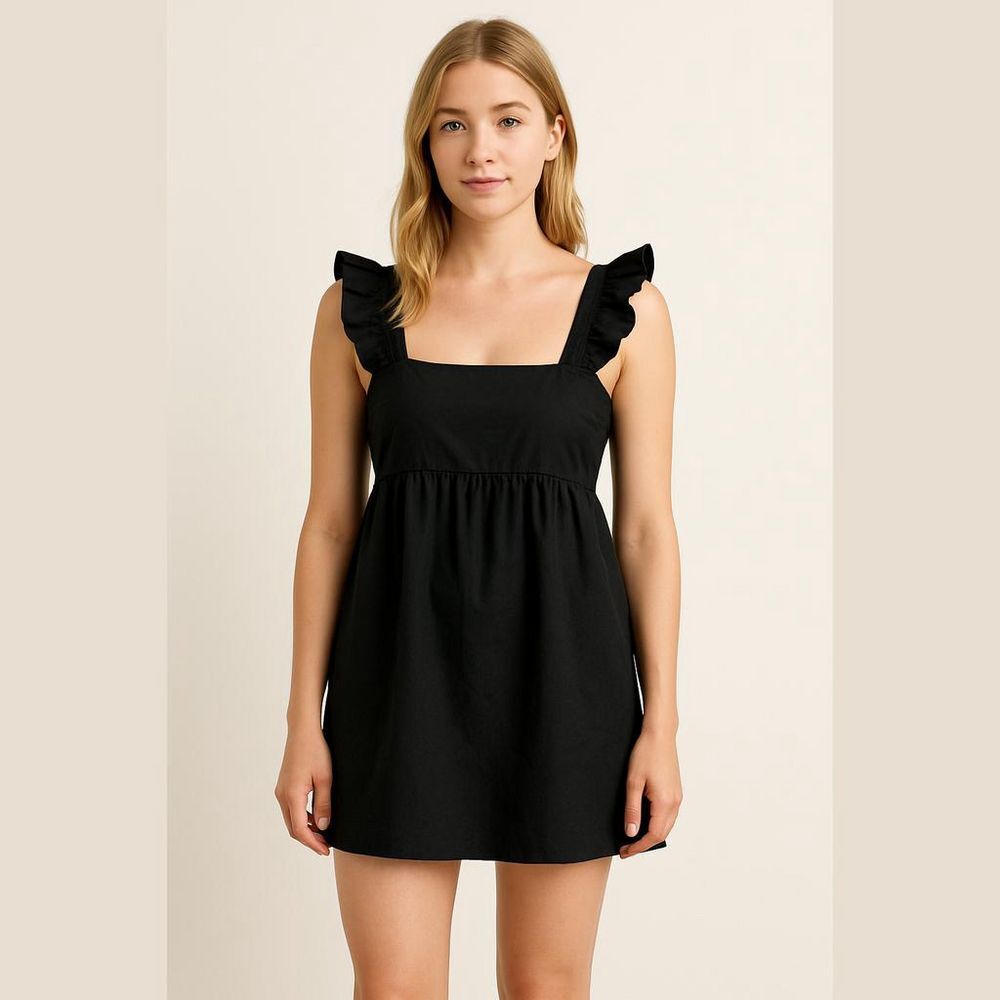 GB Black Sundress with Ruffle Sleeves - Size Large NWT